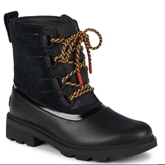 Sorel black Lennox lace up leather and suede waterproof boots size 6 - Picture 1 of 8